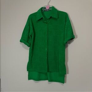 All Things Fate Green Textured Shirt~ Size Medium